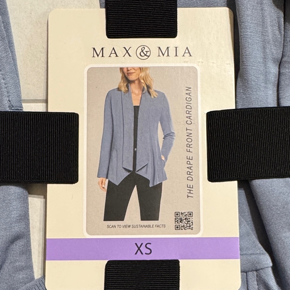 Max & Mia Women's Blue Drape Front Cardigan